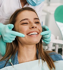 Woman smiling at the dentist