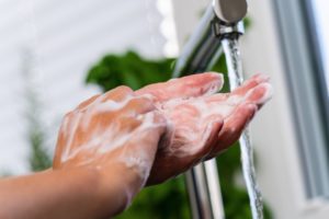 Upper Arlington dentist washing their hands in COVID-19