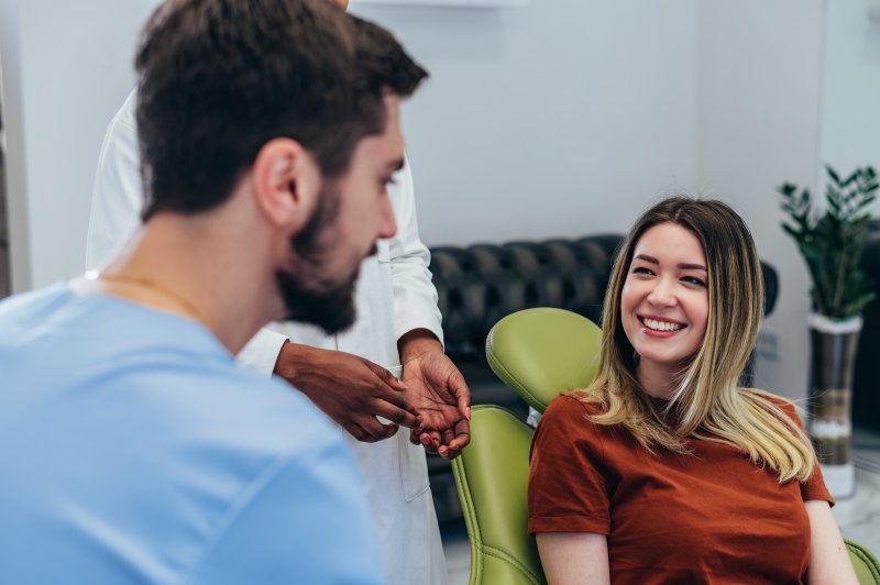 patient discussing smile makeover with a dentist in Columbus