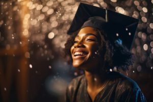 a graduating student with a beautiful smile from cosmetic dental treatments